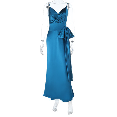 V-Neck Bow Belt Bodycon Midi Dress 01