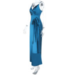 V-Neck Bow Belt Bodycon Midi Dress