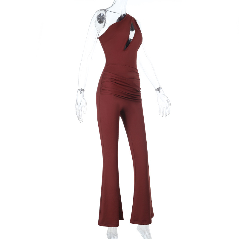 Women's Asymmetrical Off-Shoulder Tie Front Jumpsuit