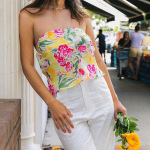 Colorful Tropical Print Strap Top