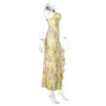 Spaghetti Strap Printed Ruffle Maxi Dress 