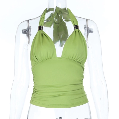 Sexy Metallic Halter Crop Tank Top 01