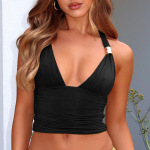 Sexy Metallic Halter Crop Tank Top