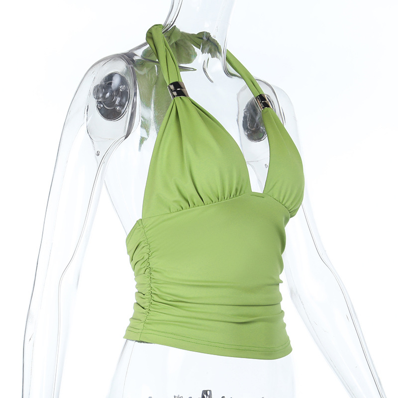 Sexy Metallic Halter Crop Tank Top