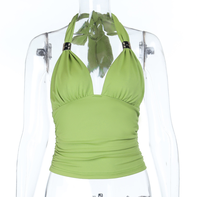 Sexy Metallic Halter Crop Tank Top