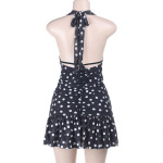 Sexy Polka Dot Deep V-Neck Mini Dress