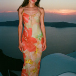 Spaghetti Strap Sheer Cutout Floral Maxi Dress