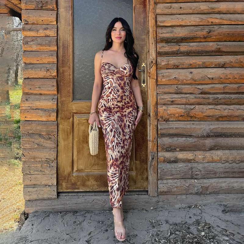 Women's Zebra & Leopard Print Bodycon Maxi Dress