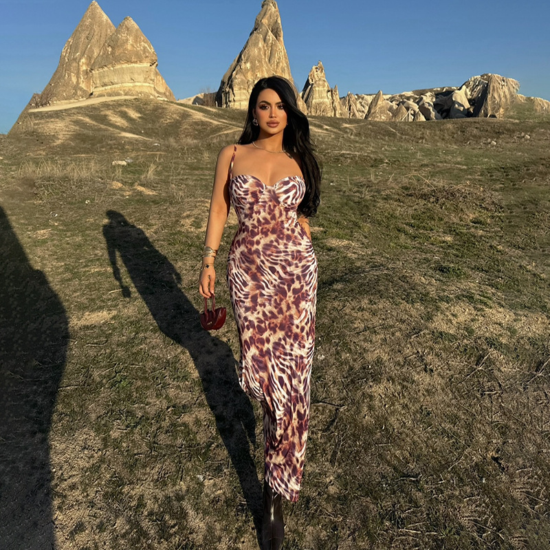 Women's Zebra & Leopard Print Bodycon Maxi Dress