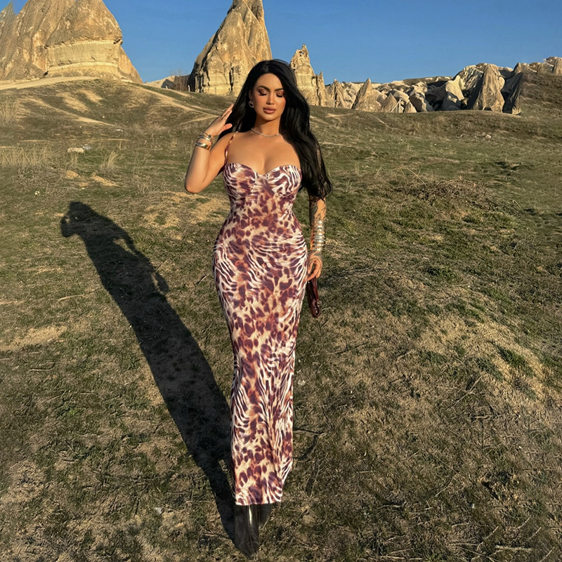 Women's Zebra & Leopard Print Bodycon Maxi Dress