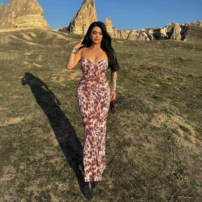 Women's Zebra & Leopard Print Bodycon Maxi Dress 02