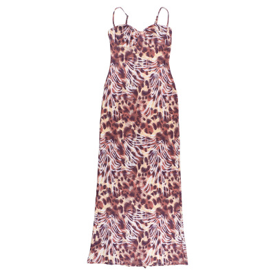 Women's Zebra & Leopard Print Bodycon Maxi Dress 01