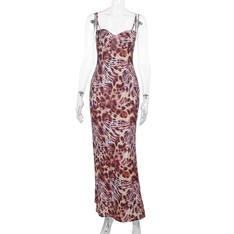 Women's Zebra & Leopard Print Bodycon Maxi Dress