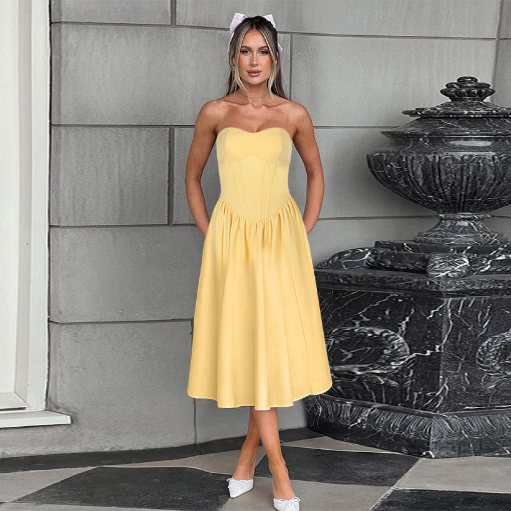 Women's Sleeveless Bustier Maxi Dress
