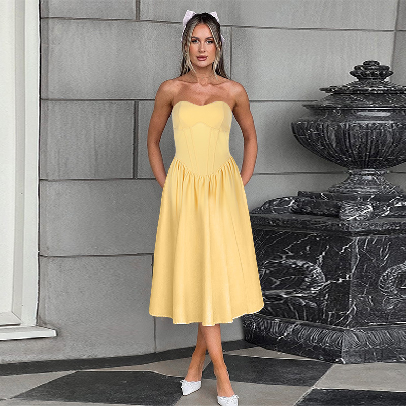 Women's Sleeveless Bustier Maxi Dress