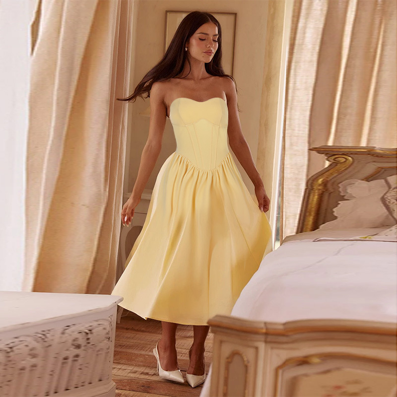 Women's Sleeveless Bustier Maxi Dress