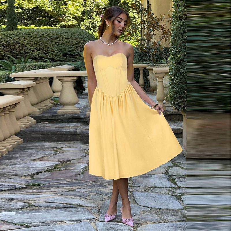 Women's Sleeveless Bustier Maxi Dress
