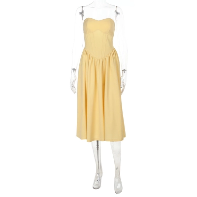 Women's Sleeveless Bustier Maxi Dress 01