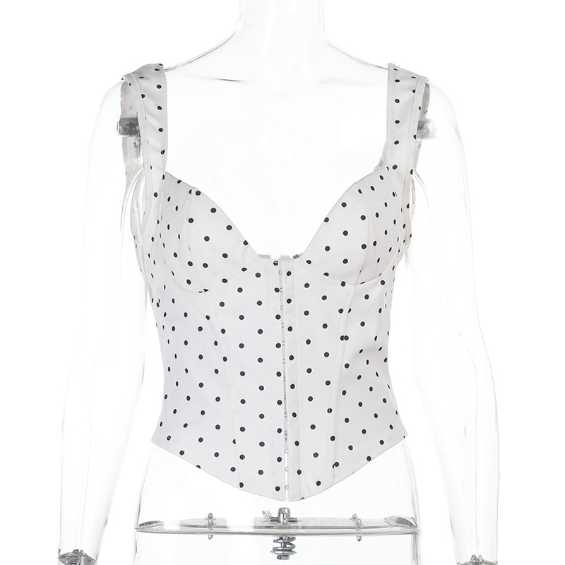  Sexy V-Neck Spaghetti Strap Tube Top with Cinched Waist