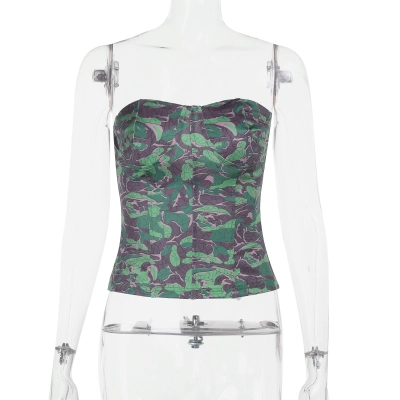 Women's Pure & Sexy Print Bustier Crop Top 01