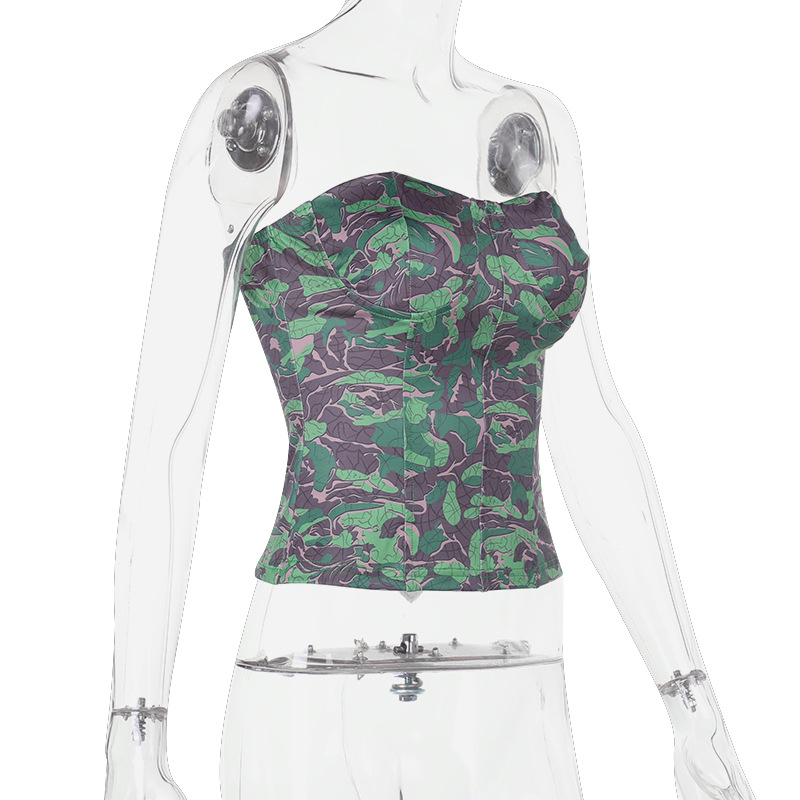 Women's Pure & Sexy Print Bustier Crop Top