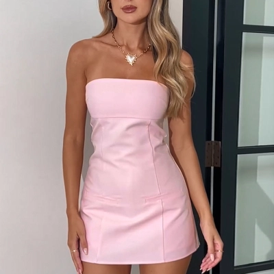 Women's Sexy Tube Top Bodycon Mini Dress 02