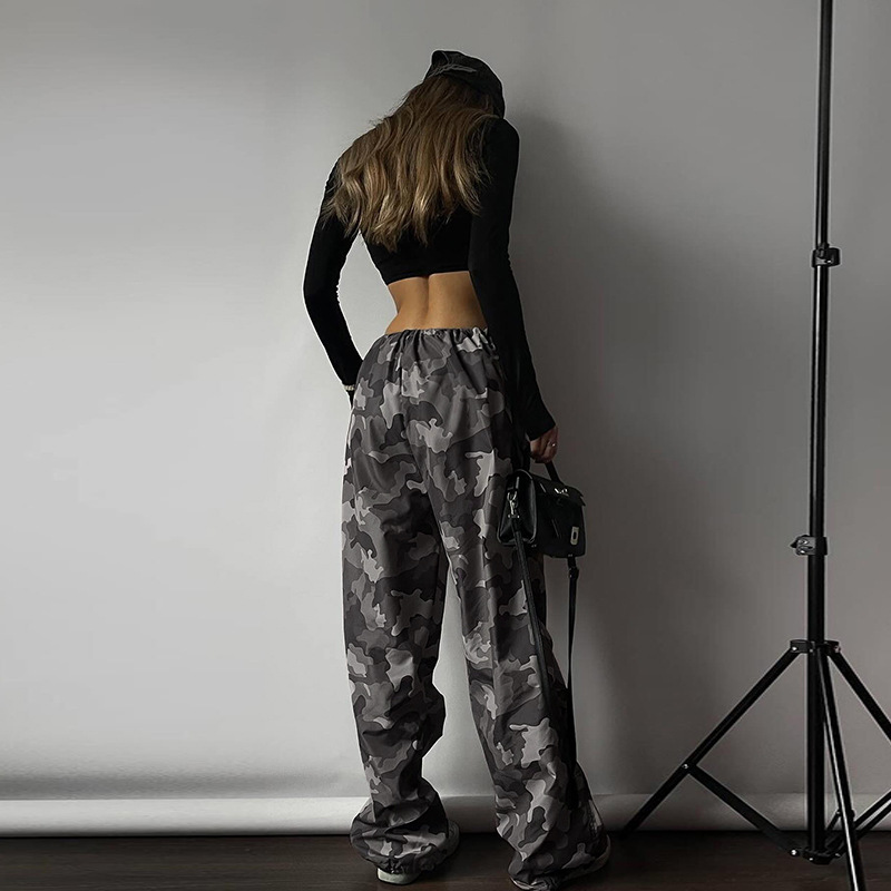 2025 New Tactical Streetwear Jogger with Elastic Cuffs  Camo Cargo Pants 