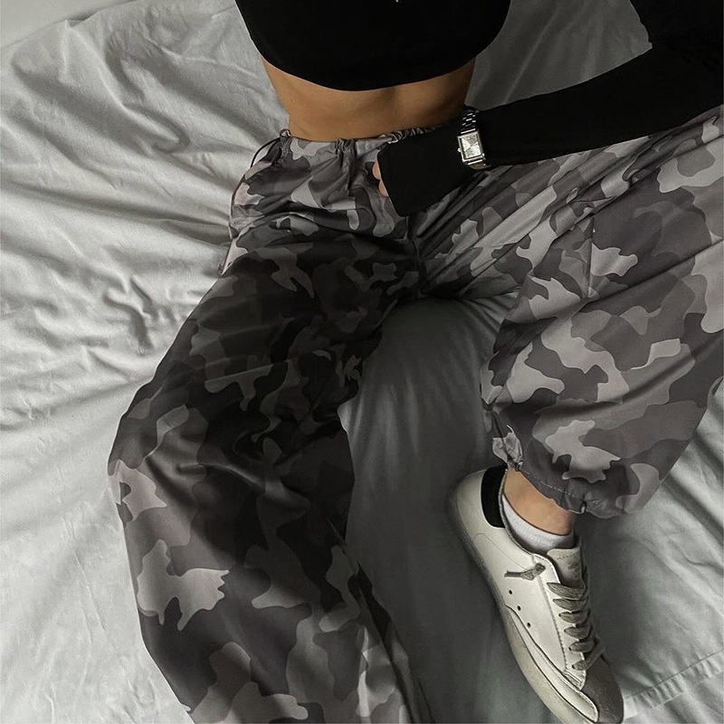 2025 New Tactical Streetwear Jogger with Elastic Cuffs  Camo Cargo Pants 