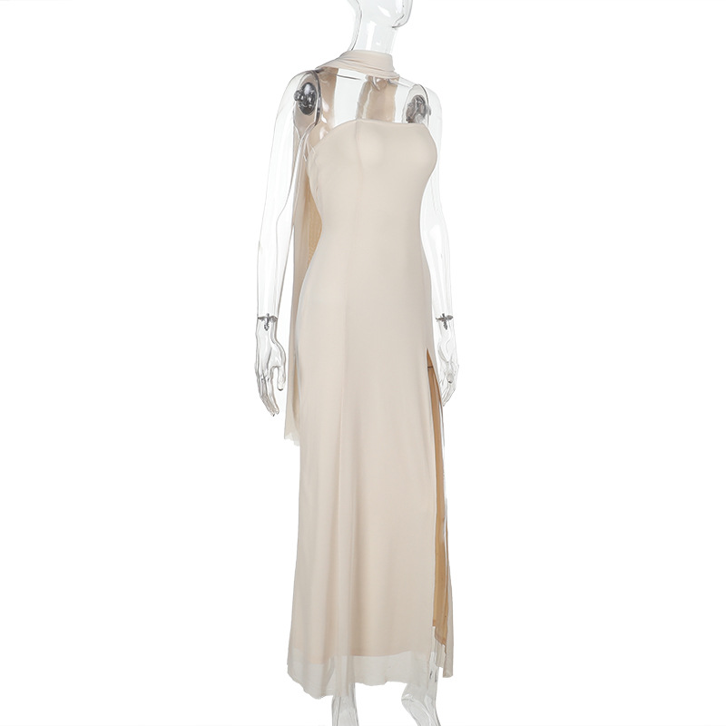 New Women's Strapless Bodycon Slit Dress