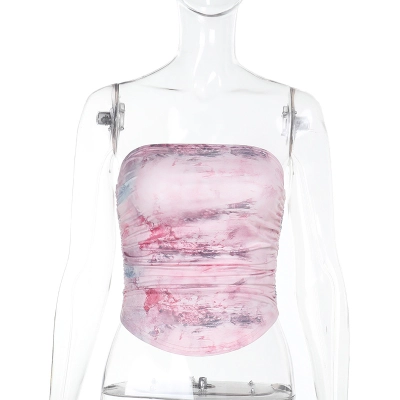 European Style Printed Square Neck Bustier Top 01