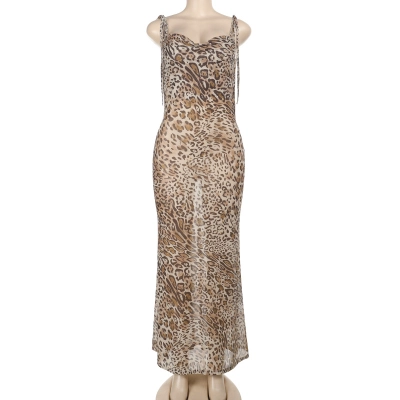 Summer Best-Selling Leopard Print Backless Ruched Dress 01