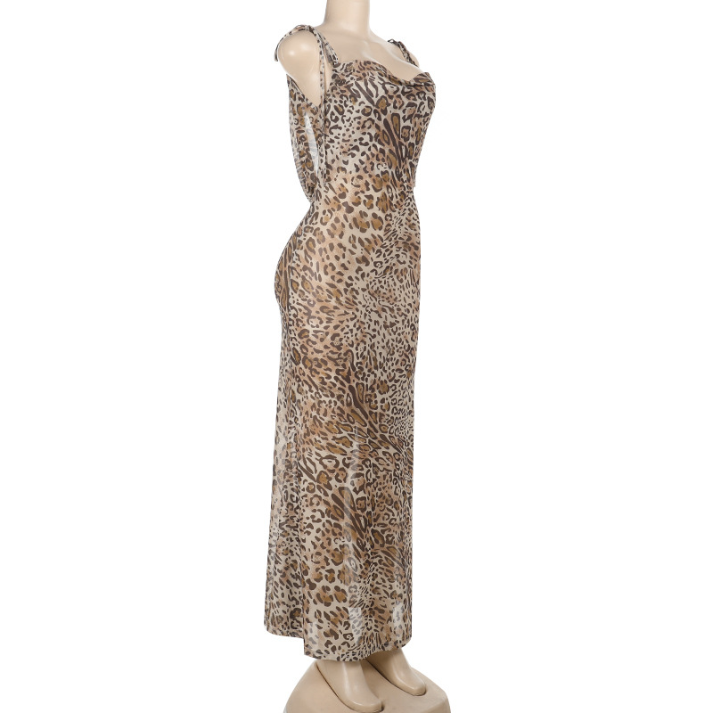 Summer Best-Selling Leopard Print Backless Ruched Dress