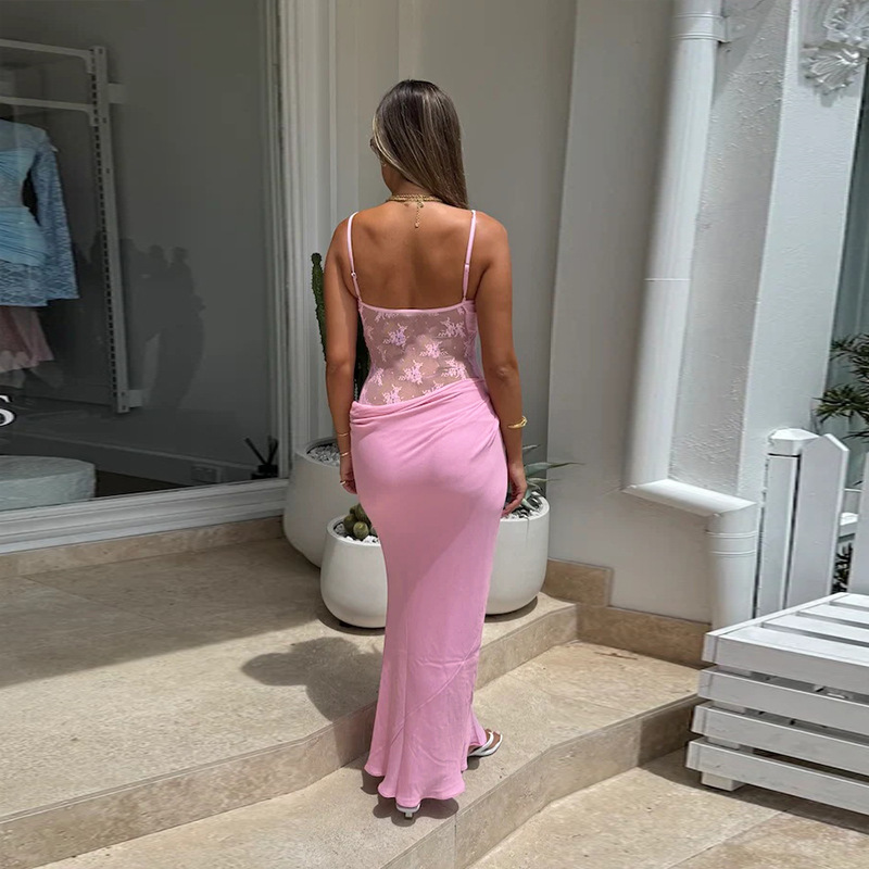 Stylish Sheer Panel Bodycon Slip Dress