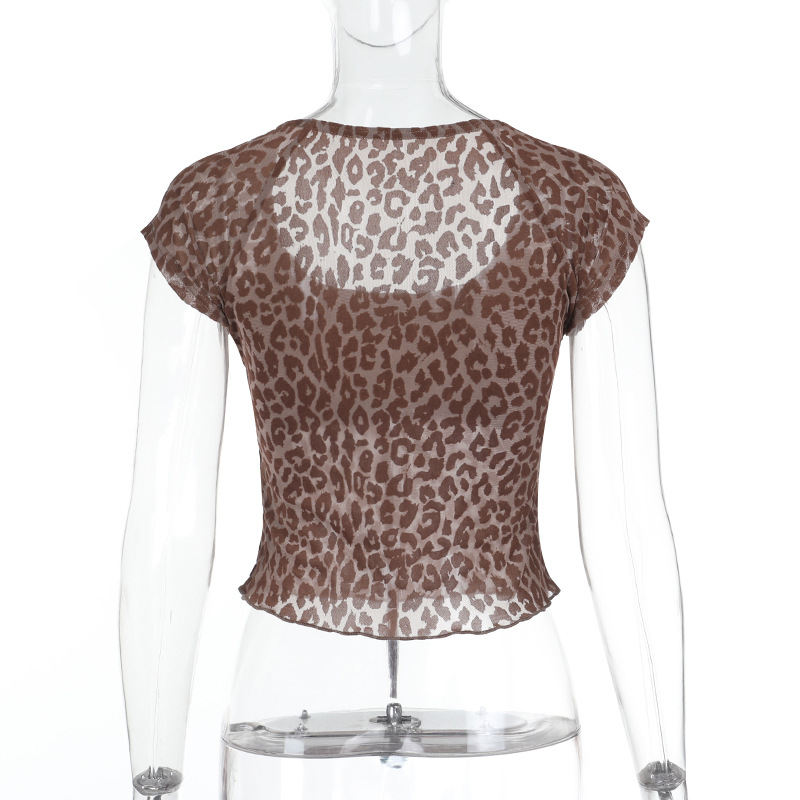 Square Neck Bow Print Short Sleeve Top