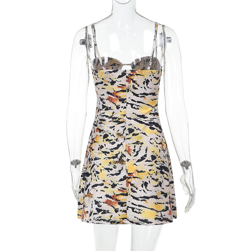 European Style Tiger Print Mesh Panel Bodycon Dress