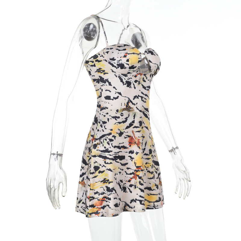 European Style Tiger Print Mesh Panel Bodycon Dress