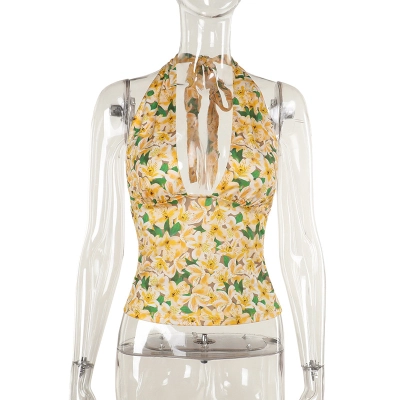 2025 Summer New Sleeveless Strapless Racerback Printed Crop Camisole Top 01