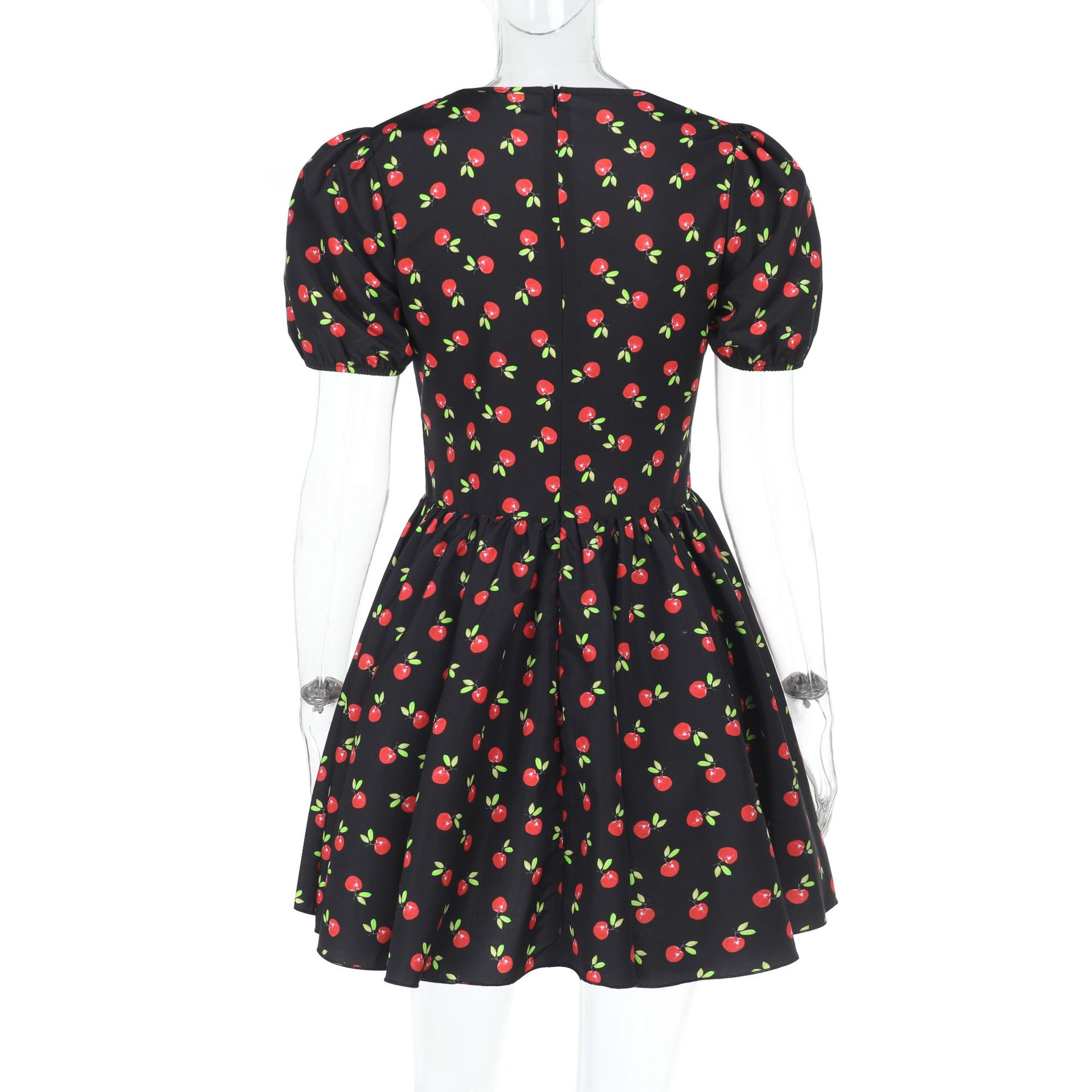 Puff Sleeve Floral  Summer New V-Neck Smocked Waist A-Line Mini Dress