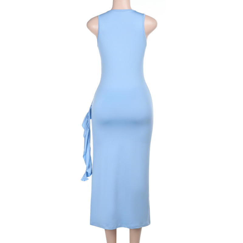 2025 Summer New Adjustable Strap Ruffle Trim Slip Mini Bodycon Dress