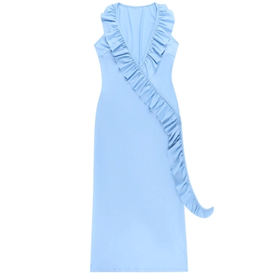 2025 Summer New Adjustable Strap Ruffle Trim Slip Mini Bodycon Dress 01