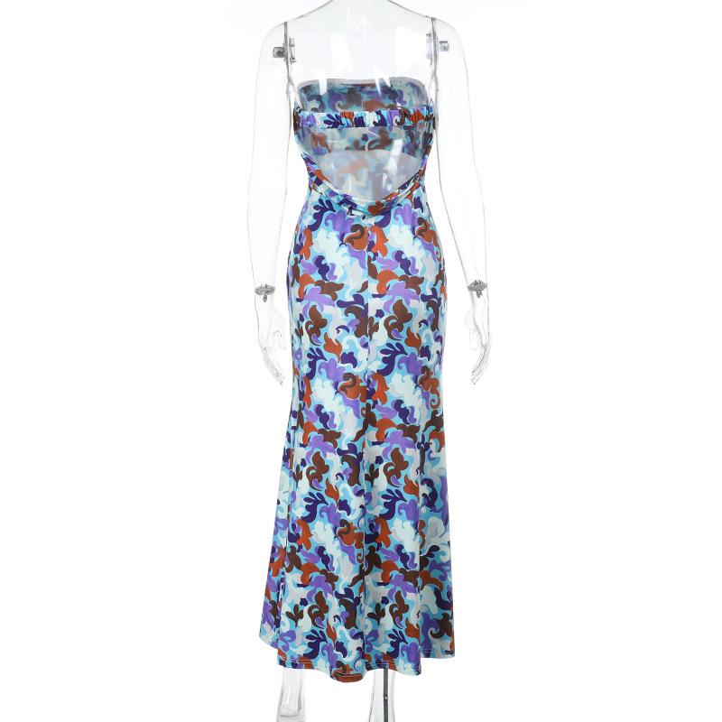Women's Colorful Print Tube Maxi Dress