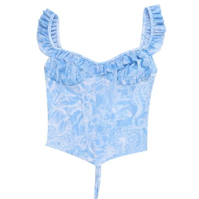 French-Inspired Print Patchwork Top 01