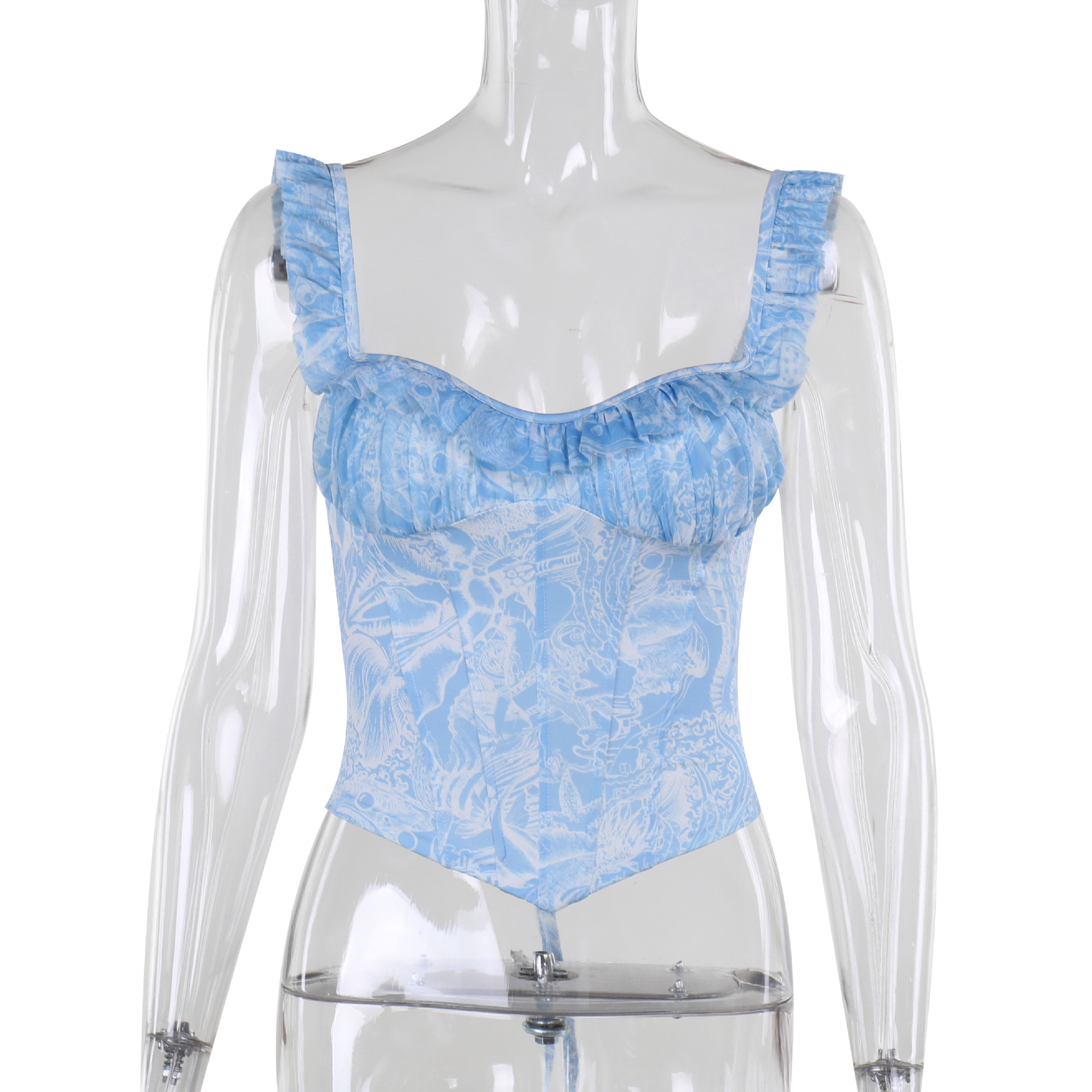 French-Inspired Print Patchwork Top