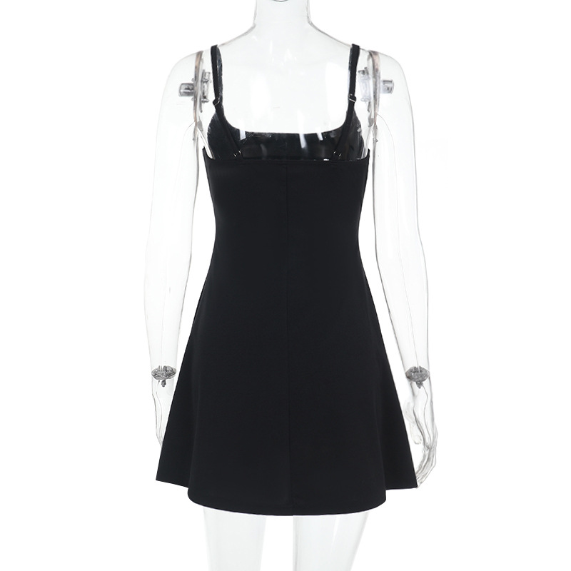 Adjustable Strap Midi with Lace Trim & Side Split Square Neck Slip Dress