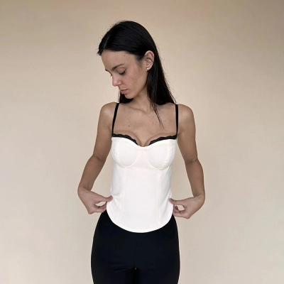 Contrast Color Lace Trim Fitted Tank 02