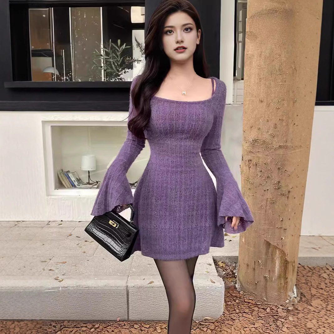 Knit Cardigan & Camisole Mini Dress