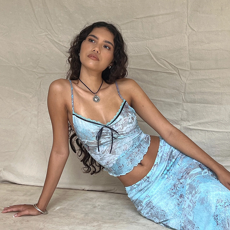 Vacation Tank with Lace Floral Print Sleeveless Camisole 