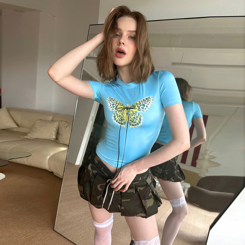 Butterfly Print Short Sleeve T-Shirt