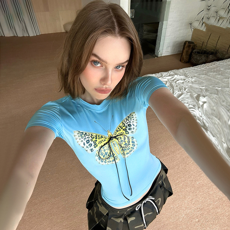 Butterfly Print Short Sleeve T-Shirt