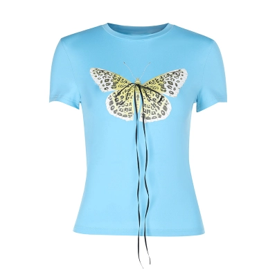 Butterfly Print Short Sleeve T-Shirt 01